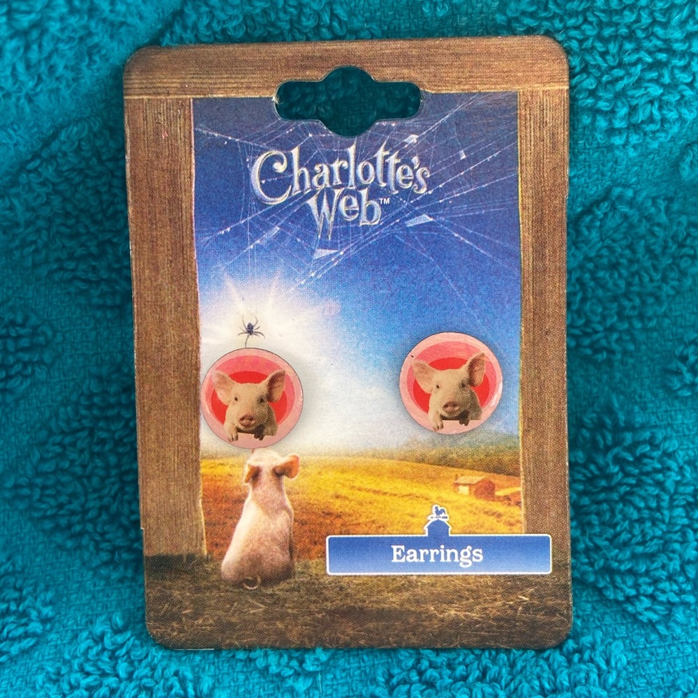 2006 New Charlotte’s Web Stud Earrings Some Pig Live Action Movie